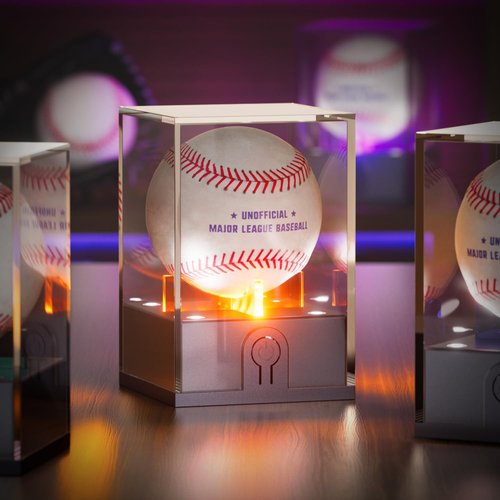 Leshein Baseball Display Case with Led Light, Light up Baseball Case for Display, Acrylic Baseball Holder Display Case, UV Protected Clear Baseball Stand Baseball Cube for Memorabilia Baseball Gifts