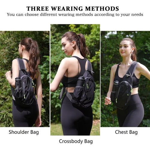 TITECOUGO Small Sling Bag Lightweight Crossbody Bag for Women Men Hiking Backpack Travel Shoulder Bag Chest Daypack for Gym Work Outdoor Sports Black Black