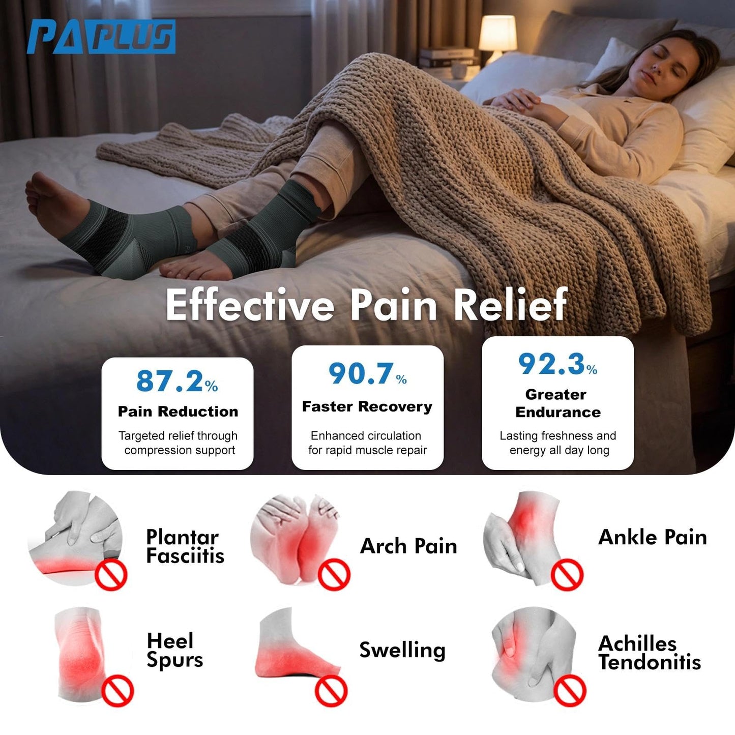PAPLUS 6 Pairs Compression Socks with Arch Support for Plantar Fasciitis