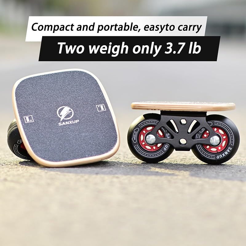 Sanxup Freeskates Black - Portable Roller Road Skates Plate with Aluminum Deck, Non-Slip, PU Wheels