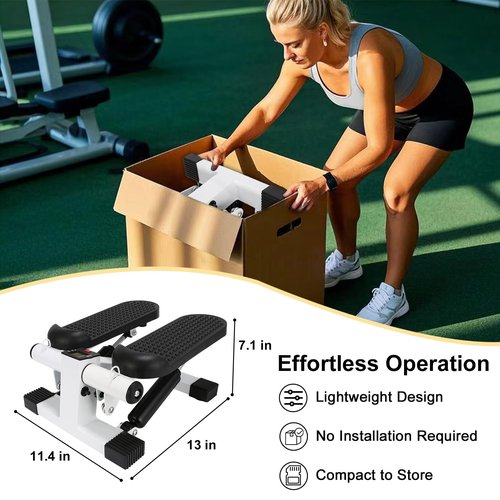 Mini Stepper for Home Exercise, Portable Stair Stepper with LCD Monitor and Resistance Bands, 260lbs Weight Capacity, Twist Stepper for Full Body Workout
