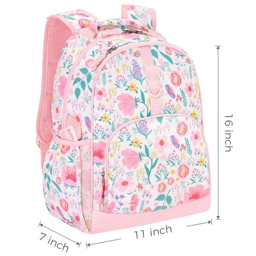 Choco Mocha Flower Backpack for Girls, Kindergarten Backpack for Girls Ages 4-6, Kids Preschool Bookbag Girl 15 inch, Butterfly Pink