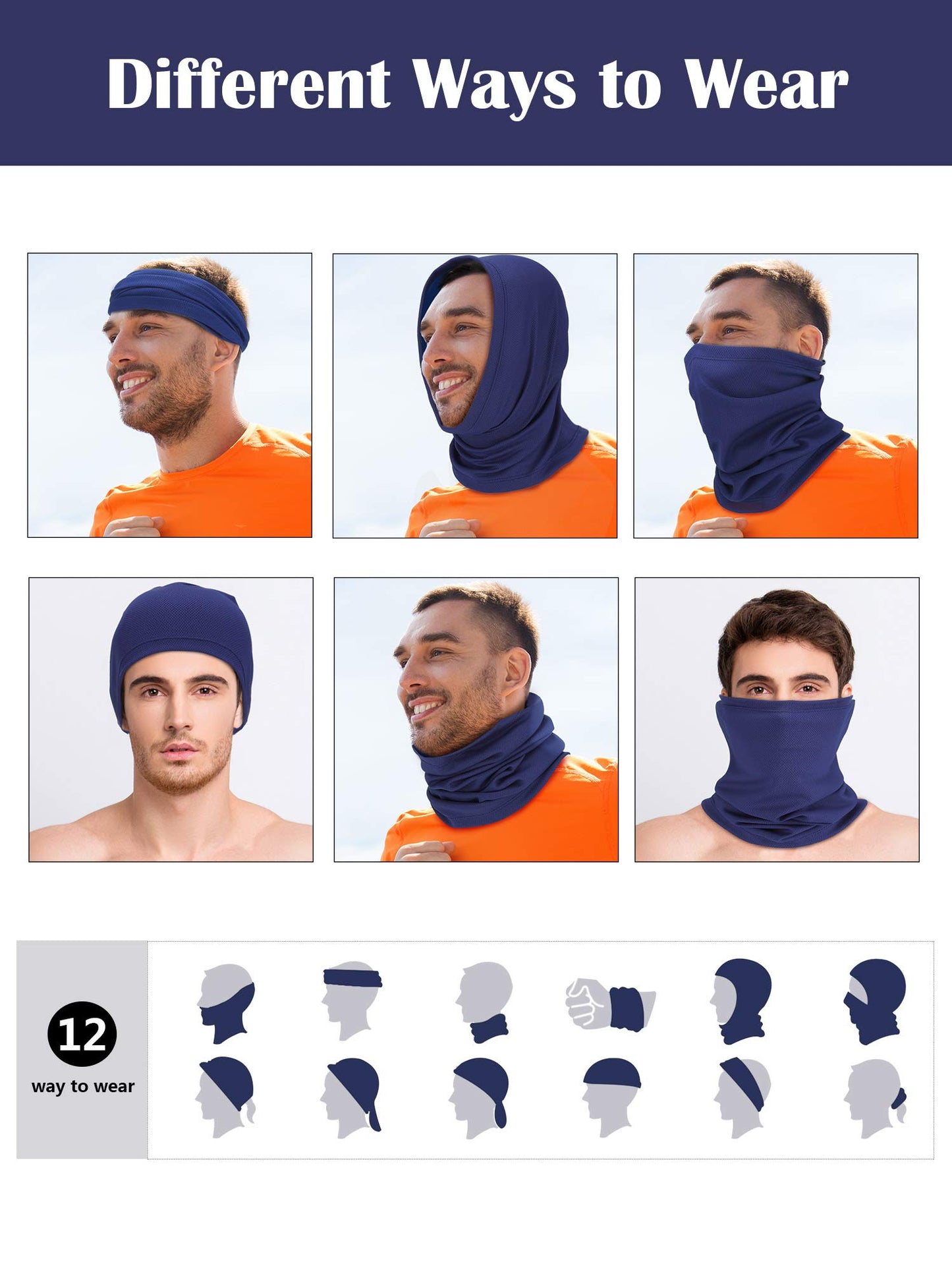 SATINIOR 8 Pack Neck Gaiter Summer Cooling UV Protection Bandana Face Mask Scarf Headwear for Men Women