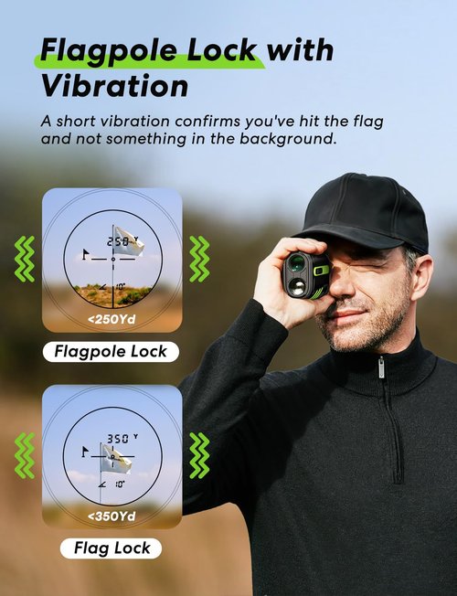 Golf Rangefinder with Slope, 1200 Yards Laser Range Finder with 7X Magnification, Fast Flagpole Locking Vibration, Type-C Rechargeable Laser Range Finder Golfing with Magnet Stripe