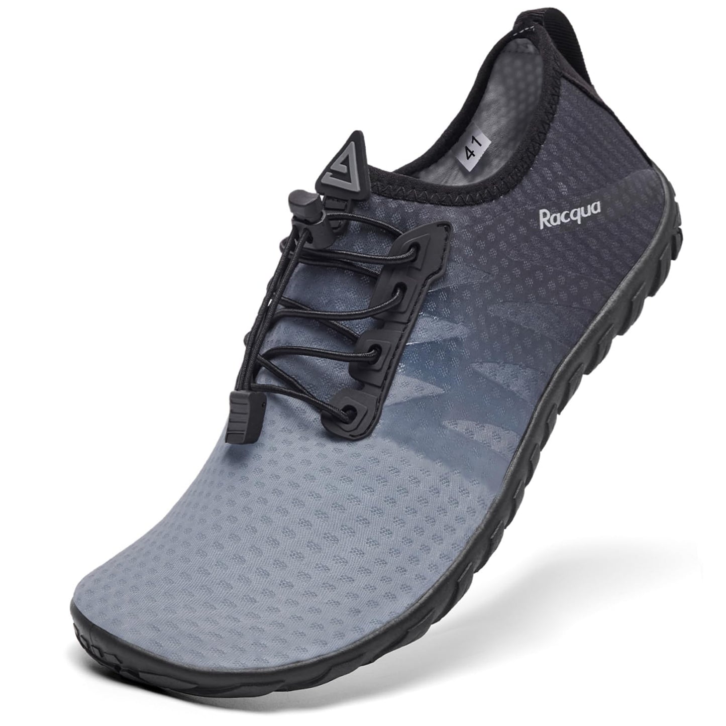 Racqua Mens Swim Water Shoes Barefoot Quick Dry Lightweight Pool Gradient Sports Beach Aqua Outdoor Shoes Grey/Black 11.5 Women/10.5 Men