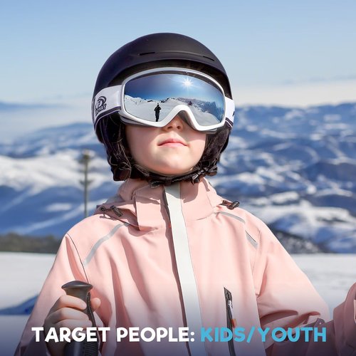 findway Kids Ski Goggles, Kids Snow Snowboard Goggles for Boys Girls Youth OTG