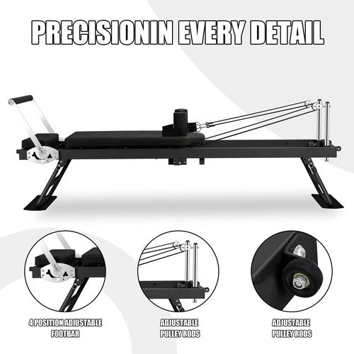 Pilates Reformer Machine for Home Workout, 78" Foldable Pilates Equipment with Dual Resistance& Springs and Cords,Suitable for Advanced and Beginners Users, Up to 400 lbs Weight Capacity