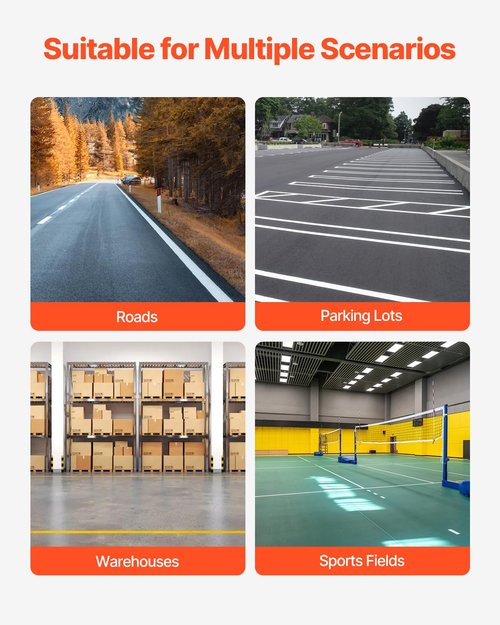 VEVOR Striping Line Marking Machine, Heavy Duty Parking Lot Striping Machine with Adjustable Width, Compatible with Professional Inverted Striping Spray Paint, for Roads, Sports Field, Yellow