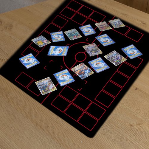 Biouai 2 Player Compatible Playmats for Cards - 2 Player Battle Mat Stadium Board for TCG Playmat Board Game- Playmat for Trainers (Black)