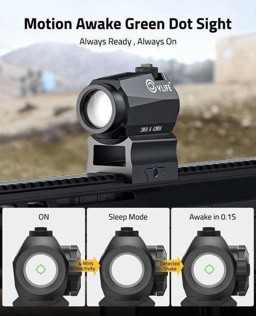 CVLIFE Multiple Reticle 2 MOA Green Dot & 42 MOA Circle, Motion Awake Green Dot Sight 50,000H Battery Life, 1x20mm Optics Scope Sight with Absolute Co-Witness Riser and Low Mount for 21mm Picatinny