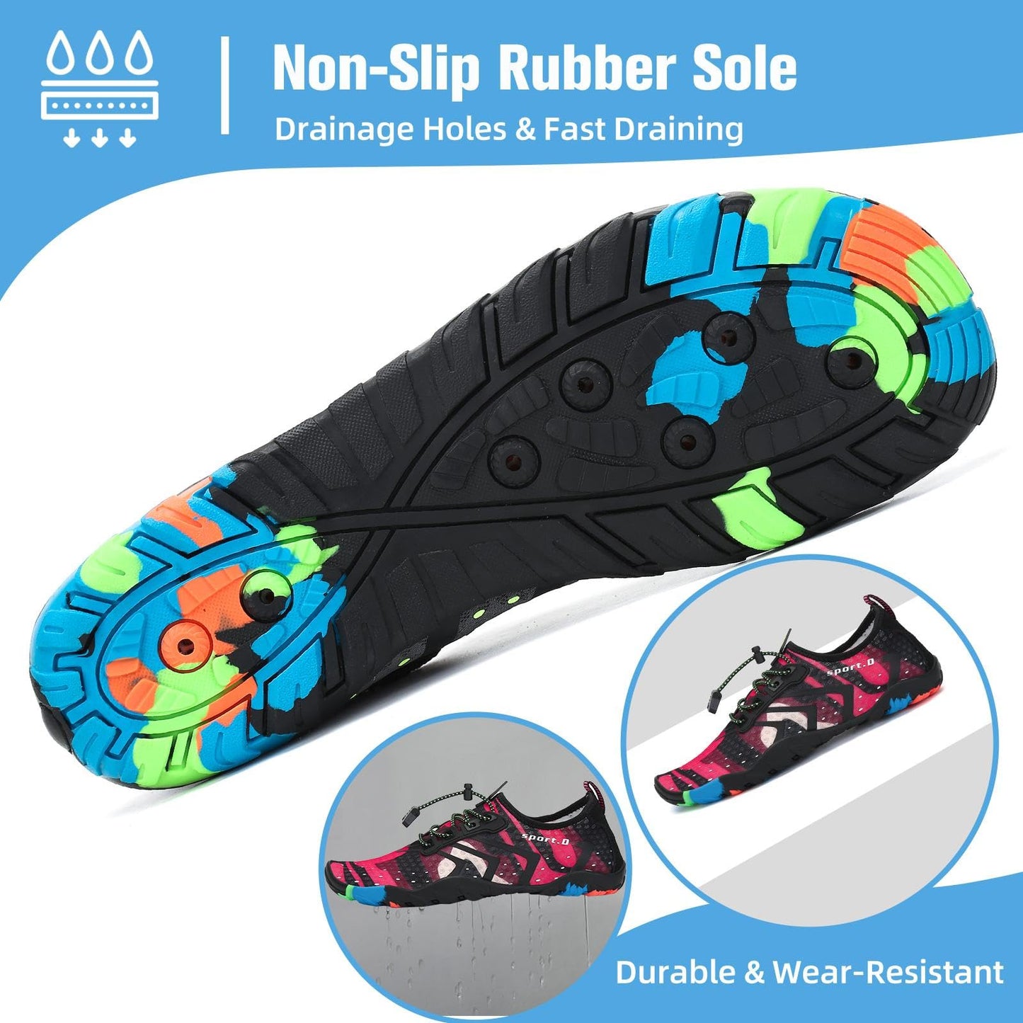 Mishansha Water Shoes for Women Men, Quick-Dry Barefoot Swim Shoes with Drainage Holes, Lightweight Aqua Shoe for Beach Pool River Boating Yoga Walking 9.5 Women/8 Men French Rose