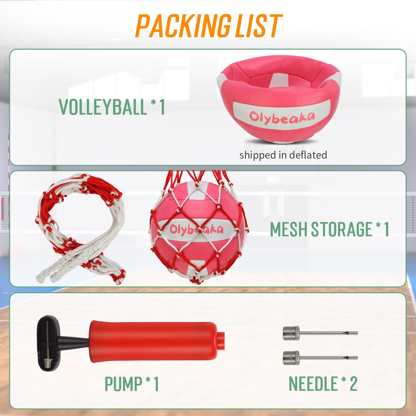 Olybeaka Official Size 5 PU Volleyball with Soft Touch for Indoor Outdoor, Waterproof & Durable Volleyball for Beach Park Games Gym Practice with Pump and Heavy Duty Mesh Bag