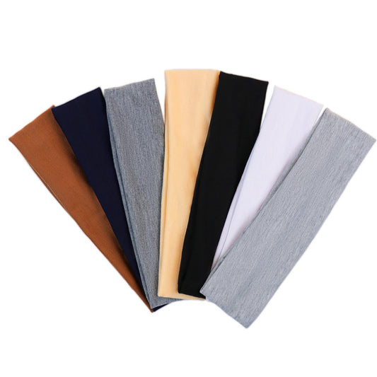 7 Pack Headbands for Women Non Slip Sports Hair Bands for Yoga Running Workout Soft Cotton Cloth Stretchy Headband for Women Elastic Sweat Headband for Women's Hair Hair Accessories (7 Colors)