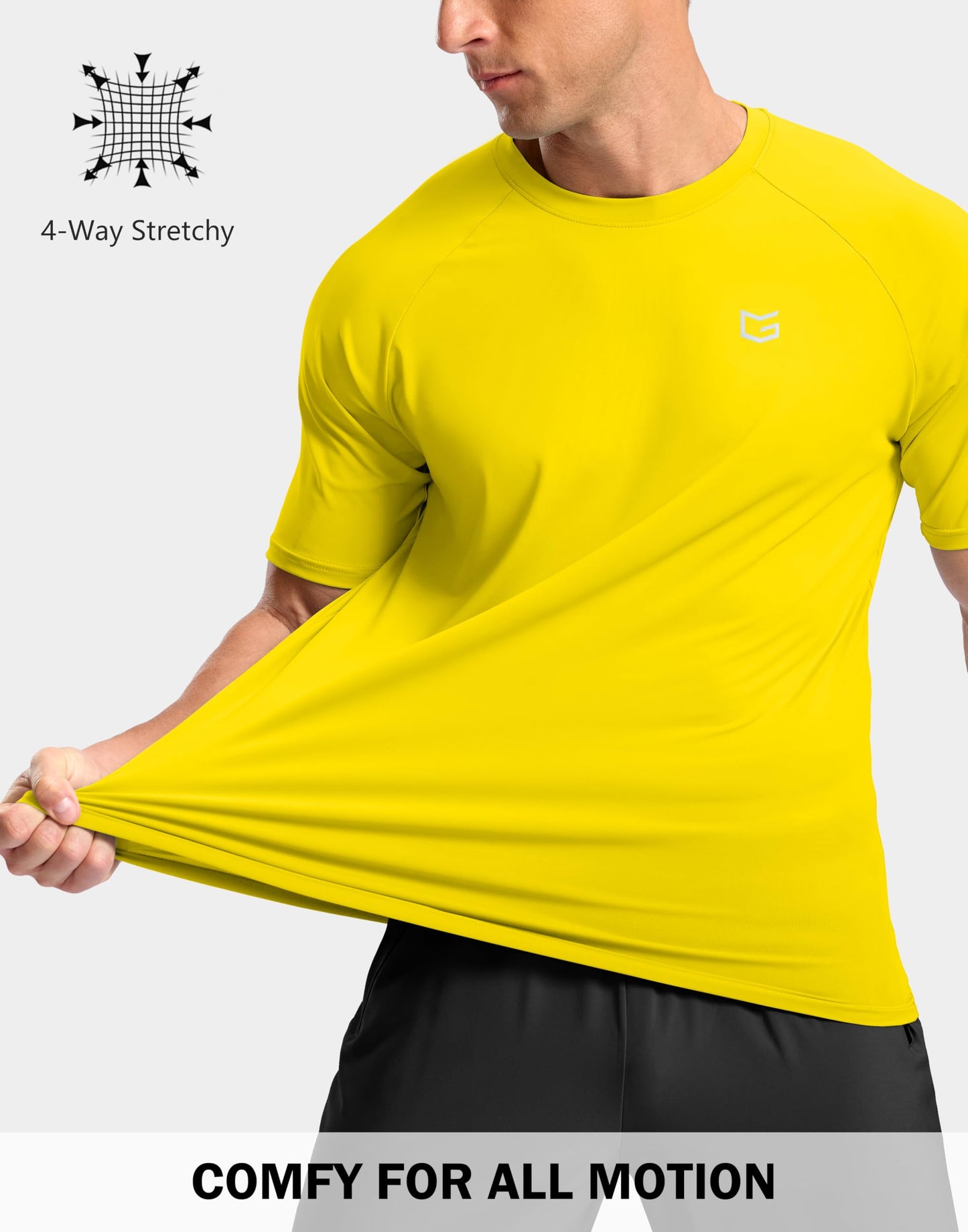 G Gradual Men's Athletic Workout T-Shirts Moisture Wicking Cooling Running Shirts Short Sleeve Performance Tee for Gym Tennis(Yellow,4XL)
