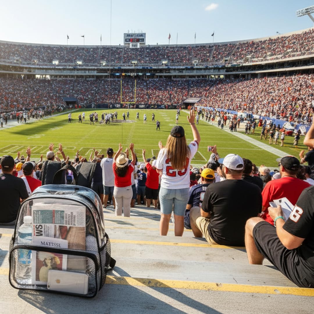 Crosstime Clear Backpack for Stadium Events 12x6x12, Stadium Approved Transparent Bag with Reinforced Straps for Sports, Games, Concerts, Festivals