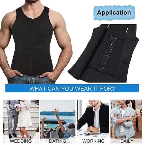 CGDUYWJ Men's zipper Waist Trainer Trimmer vest, Men Sauna Vest Sweat Waist Trainer, Compression Tank Top Men Athletic Workout (1pcs, L)