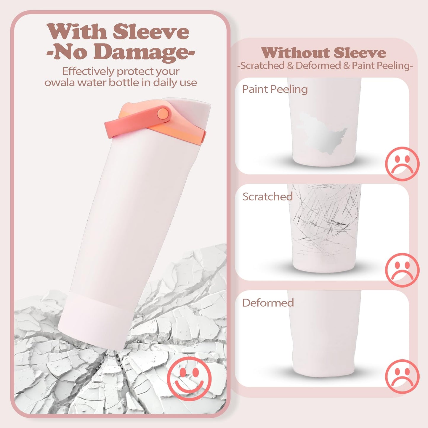 Kaitiaki 2PCS Silicone Boots for Owala 30oz & 40oz FreeSip Sway Bottles & Tumblers – Non-Slip, Scratch-Resistant, Stability Enhancer for Owala Accessories (Classic Pink)
