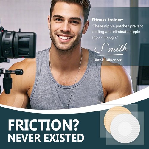 zeBrush Mens Nipple Covers, 120Pcs(60Pairs) Hide Nipple Tape for Men, Anti-Chafing, Hypoallergenic Materials, Support for Running, Fitness & Daily Wear White