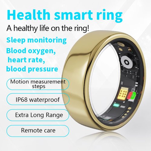Smart Ring for Women Men,Birthday Gifts for Women Men - Health & Activity Tracker with Heart Rate,Sleep Monitoring/Blood Oxygen/Motion Tracking,Waterproof & No Subscription Required Gold 9