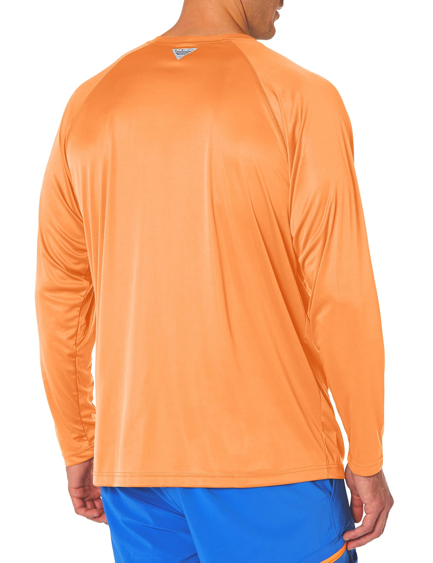 Columbia Men's PFG Terminal Tackle Long Sleeve Fishing Shirt, Bright Nectar/Vivid Blue Logo, 2X
