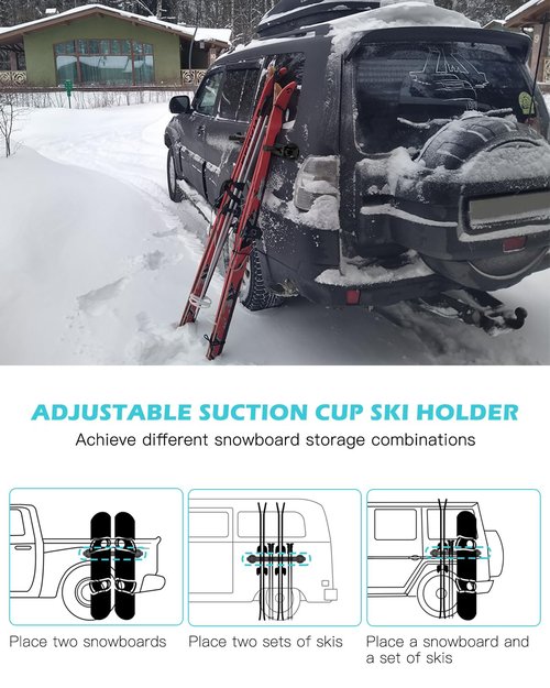 Suction Cup Snowboard Holder for Car – Holders to Prevent Ski and Snowboard from Tipping Over – Protects Vehicle from Scratches – Easy Install Magnetic Ski Holder