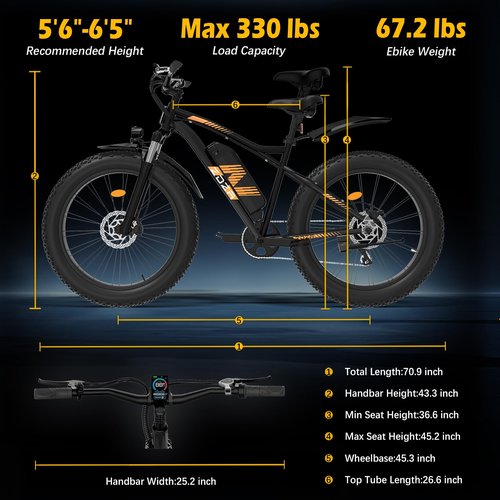 ZDZA Electric Bike, 26"x4.0" Fat Tire Electric Bike, 1500W Peak Motor, Electric Mountain Bike, 28 mph Top Speed, E Bike for Adults with 7 Speed and Dual Suspension (Black)