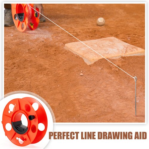 PullCrease Sports Standard String Winder Kit with 500 ft #36 Nylon String Line and Ground Nail, Baseball Field Line String Cord Storage Reel with Center Spin Handle for Baseball Soccer Track and Field