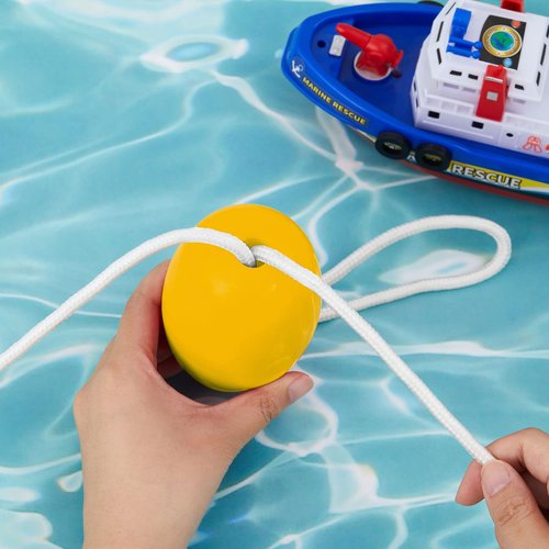 Lewtemi 4 Pcs Buoys Floats Rope Floats Marine, 4.72'' x 2.75'', 3/5'' Hole Deep Water Fishing Marker Buoys Bulk for Boats Swimming Kayak Crabbing Trail Dock Pool (Yellow)