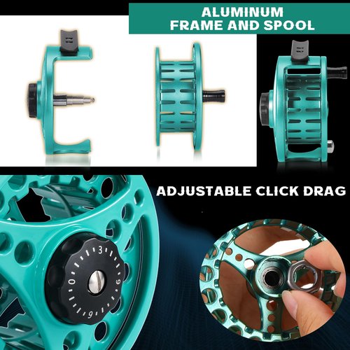 Sougayilang Fly Fishing Combo, 4 Piece Fly Rod and Die Cast Aluminum Alloy Reel Complete Starter Package with Rod Bag-Turquoisee-#5