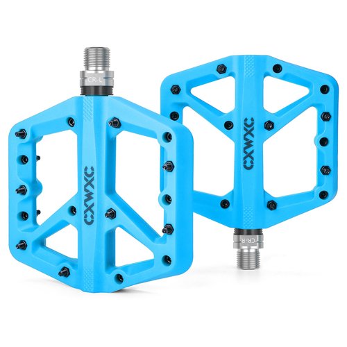 CXWXC Mountain Bike Pedals - Lightweight Nylon Fiber Bicycle Pedals - Platform Pedals for BMX Mountain Bike 9/16" (Blue)