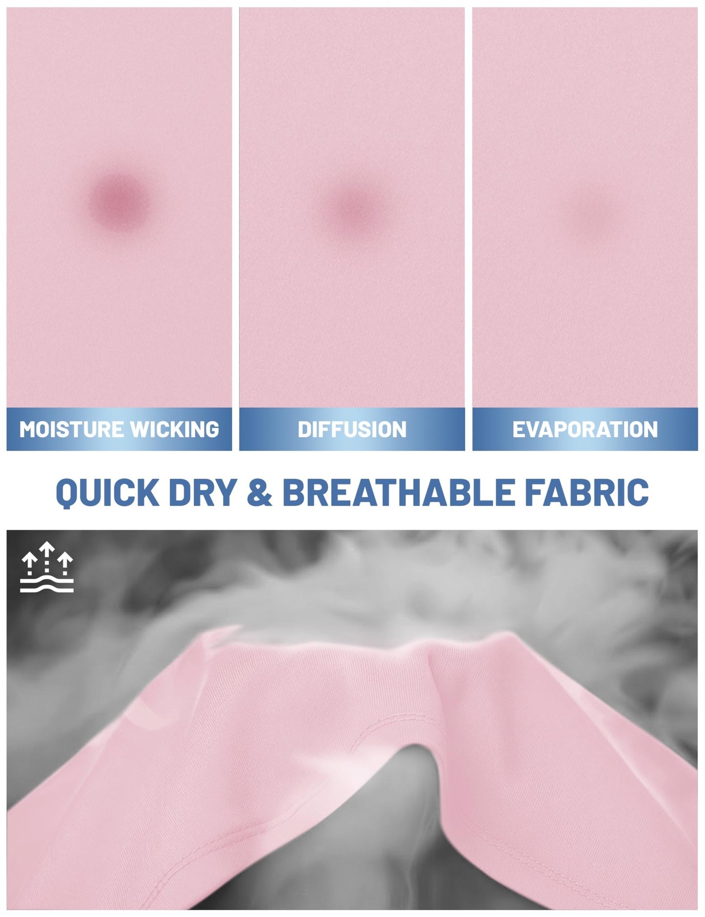 Men's Quick Dry T-Shirt - Sun Protection Running Shirt - Short Sleeve - Light Pink - XL