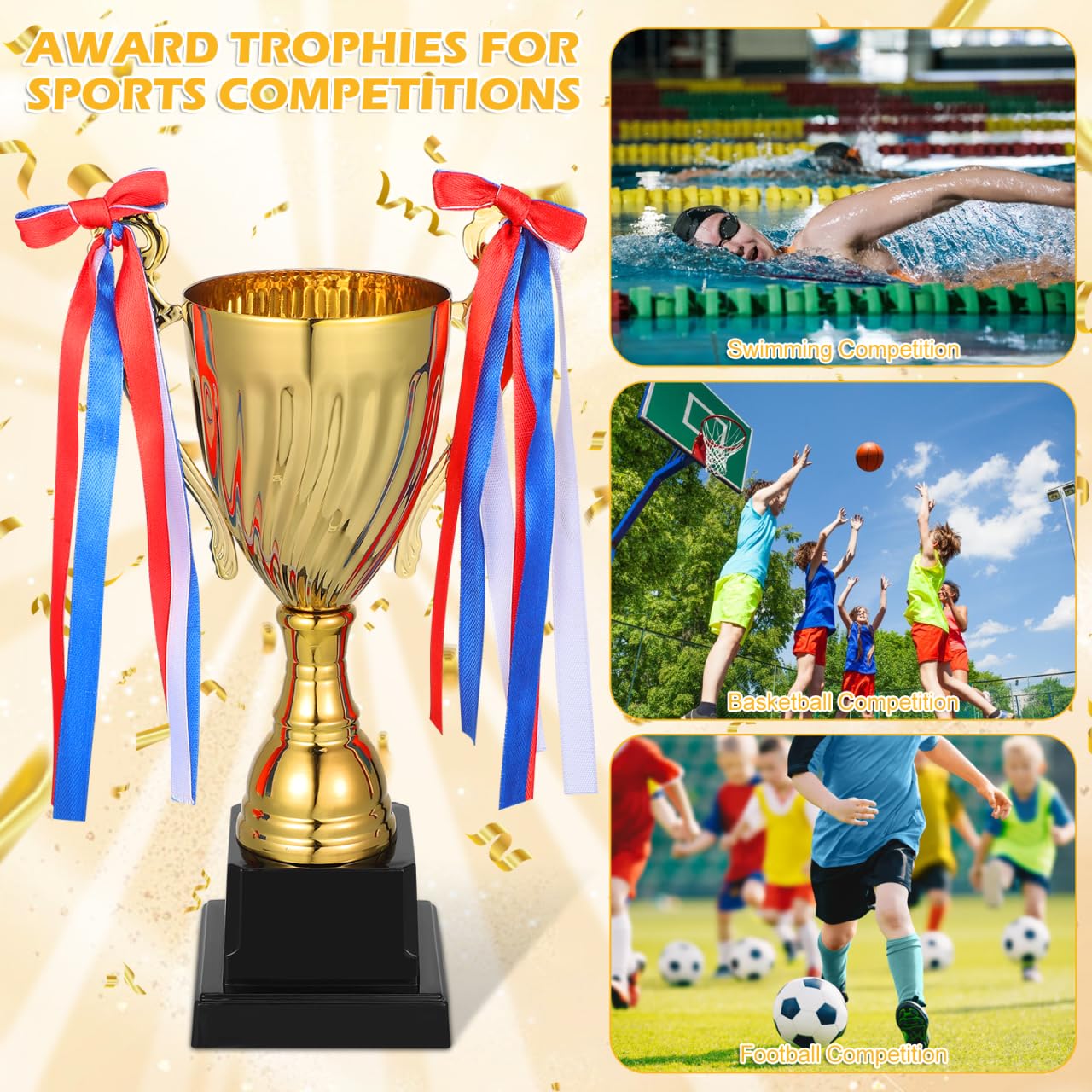NUOBESTY Trophy Cup, 9.6Inch Gold Large Trophy Award Trophies for Sports, Competitions, Tournaments, Party Favors for Winners, Game Rewards