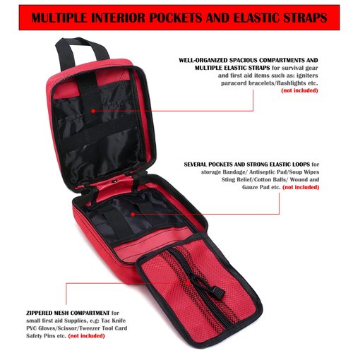 Tactical MOLLE Rip-Away EMT Medical First Aid IFAK Lifesaving Pouch,Outdoor Medical Package,Mountaineering/Climbing Rescue Tools Package Made of 600D Waterproof Fabric (Red)