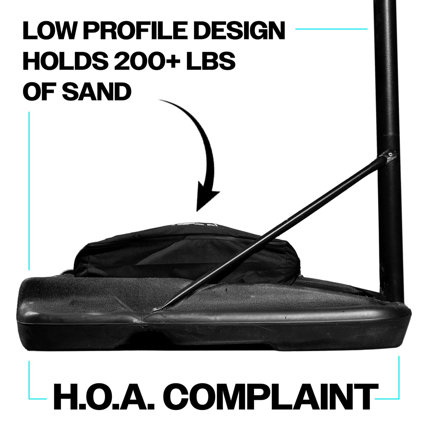 Hoop Secure Mini - The Original Solution - Heavy Duty Weighted Base Anchor for Basketball Hoops - Weather Resistant, Durable Design, Holds 200+ lbs. Patents-Pending, HOA Friendly (Mini, Black)