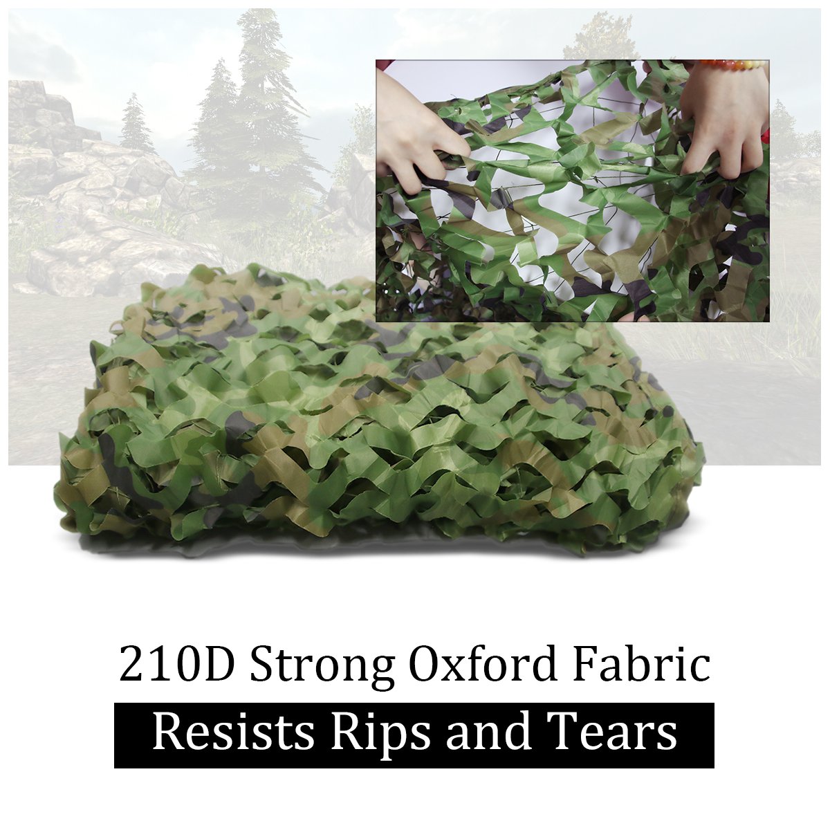 Camo Netting, Camouflage Mesh Netting for Hunting Blinds, Woodland Mesh Perfect Camonetting for Camping Shooting Hunting, Military Theme Party Decoration Sun Shade Outdoor 10x5ft