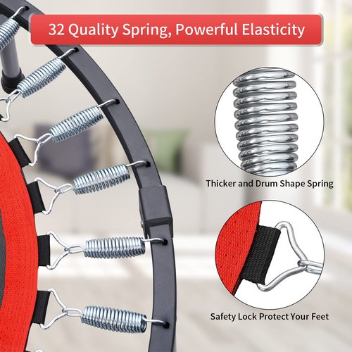 ZENOVA 40" Mini Trampoline, Rebounder Trampoline Foldable Indoor with Adjustable Bar Fitness Rebounder for Adults