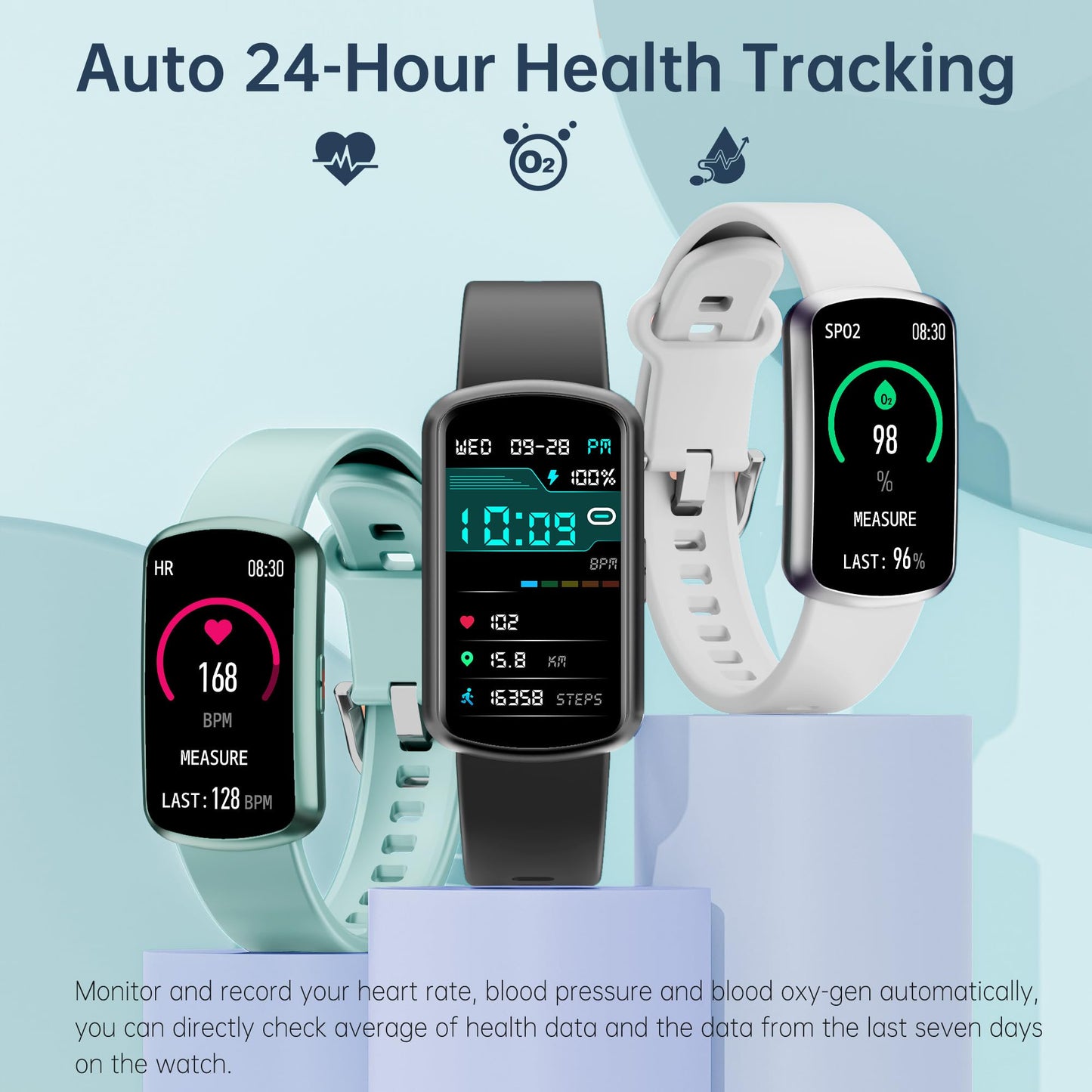 Sunorshop Health Fitness Tracker with 24/7 Heart Rate, Smart Watch with Blood Pressure and Blood Oxy-gen Monitor, Bulit-in 120+ Sport Mode, Waterproof Sleep Tracker for Women Men (Purple)