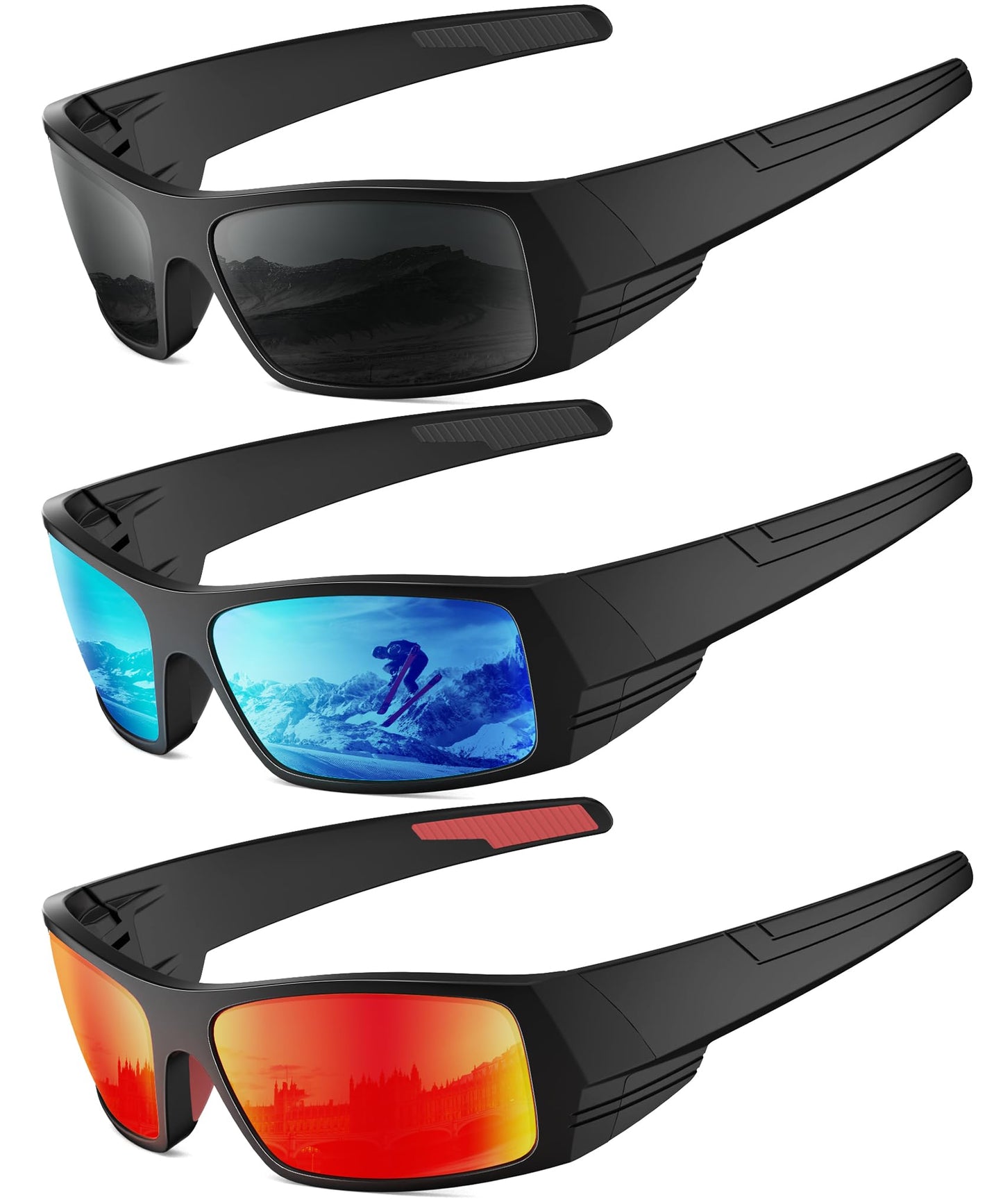 QALLY Polarized Sports Sunglasses for Men Women Wrap Around Sun Glasses UV400 Protection Mens Sunglasses Cycling Fishing Golf