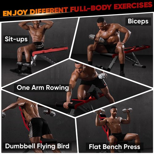 APEXUP Adjustable Weight Bench, Heavy Duty 700LBS Foldable Workout Bench Press with Extended Head Support for Home Gym Dumbbell Exercise, Incline Decline, Full Body Workout