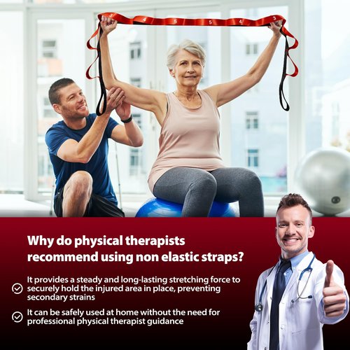 Acozycoo Stretching Strap with 10 Loops-Yoga Strap for Physical Therapy,Home Workout,Pilate & Flexibility Training,Non Elastic Exercise Stretch Band for Hamstring,Leg Stretcher Belt,Flexibility Fascia