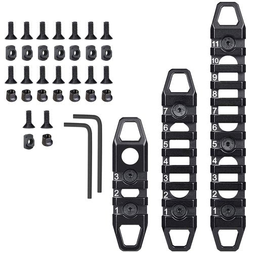 West Lake Keymod Picatinny Rail Sections, 3-Slot 7-Slot 11-Slot, Solid Aluminum Single Dual Keymod MLOCK Compatible Multi-Functional Rails (Black)