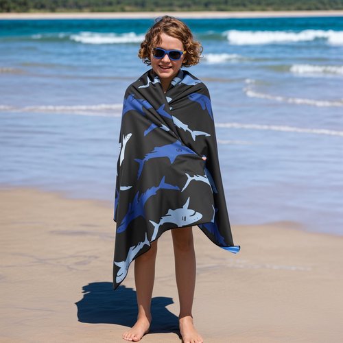 MelonBoat Large Microfiber Beach Towel: Bright Blue Cyan Shark Beach Towel for Travel, Super Absorbent Quick Dry Sand Free, Lightweight Compact for Kids Trip Vacation Bath Camping Pool Swim, 1 Pack