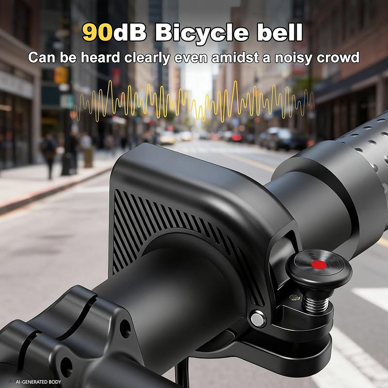 Bike Horn with Aluminum Casing 90dB - Fits 22.2–31.8mm Handlebars, Black