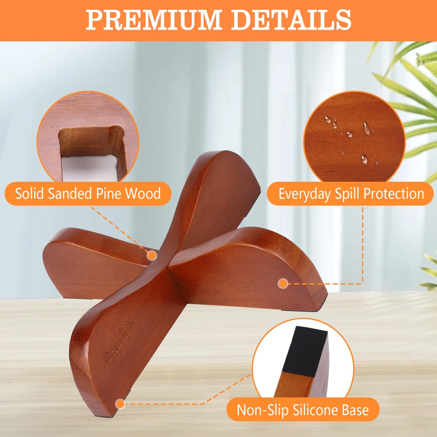 Banrinly 2-Pack Wooden Ball Display Stand - Solid Wood Sports Ball Holder for Football, Basketball, Rugby, Soccer, Volleyball Memorabilia - Premium Ball Display Case Base