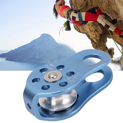 Climbing Single Pulley, Light Blue Fixed Eye Single Rope Pulley for Hauling, Rigging, Climbing, Aloft Work, Rappelling