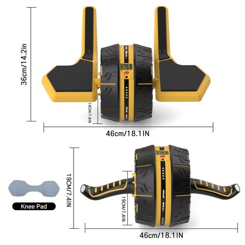 Flexella Ab Wheel Roller with Adjustable Resistance, Automatic Rebound Abdominal Wheel with Elbow Support & Knee Mat, Abs Core Workout Equipment for Men Women