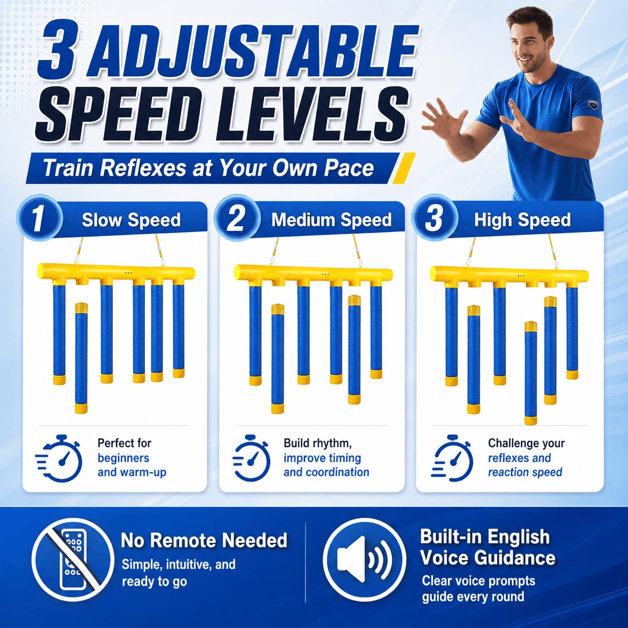 Aornmrs Reflex Drop Sticks Game, Reaction Training Tool with 3 Speed Levels, Falling Catching Sticks for Hand-Eye Coordination, Focus & Reaction Time Training for Adults