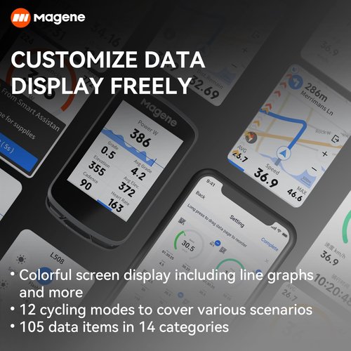 Magene C506 GPS Bike Computer - 2.4" Color Touchscreen, Smart Navigation, Fast WiFi & Bluetooth, Riding Assistant Wireless, Indoor Cycling & Training