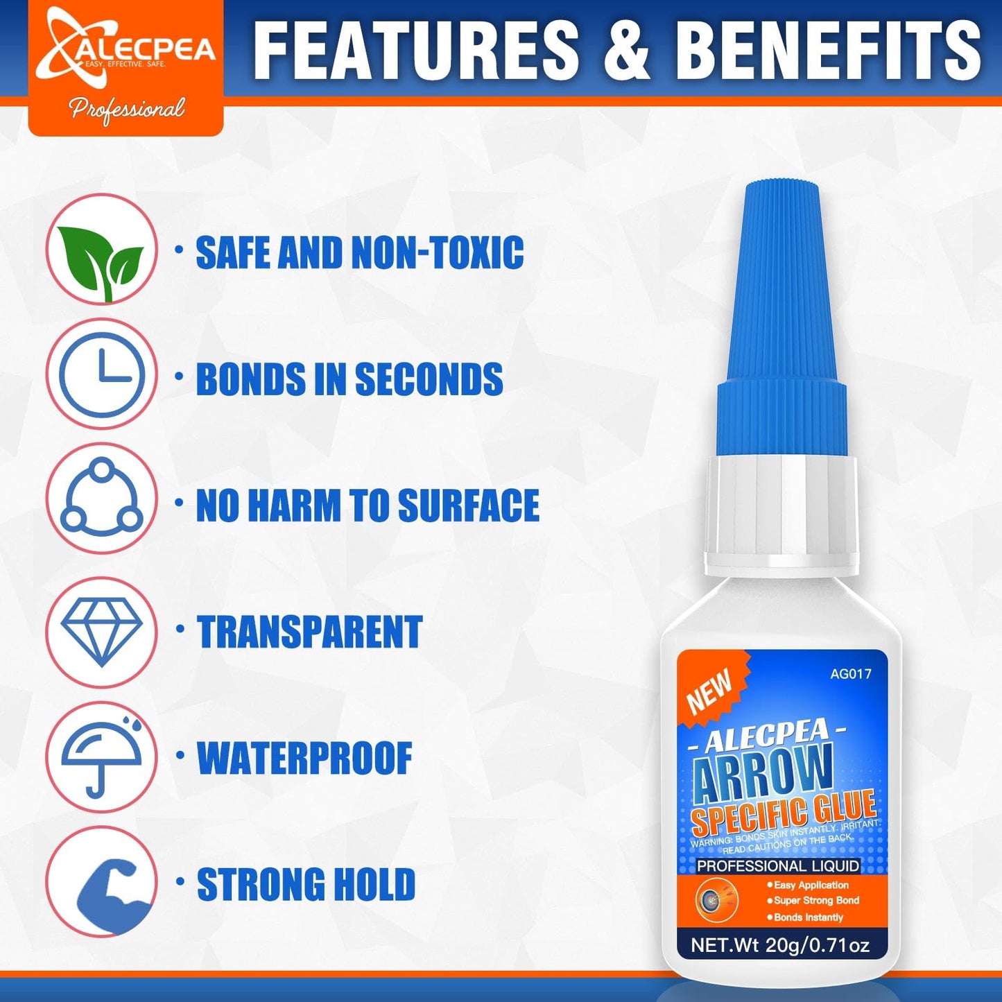 20g Instant Arrow Fletching Glue, Fast-Curing Clear Adhesive for Vanes, Feathers, and Inserts, Perfect for Aluminum, Carbon, and Wood Shafts, Ideal Archery Accessory