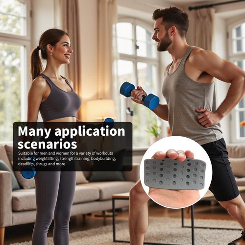 lezecur 1 Pairs Weight Lifting Grips for Men/Women - Anti-Slip Rubber Gym Grips for Deadlifts, Pull-Ups, Dumbbell, Barbell - Palm Protection Workout Gloves for Bodybuilding, Crossfit (Grey)